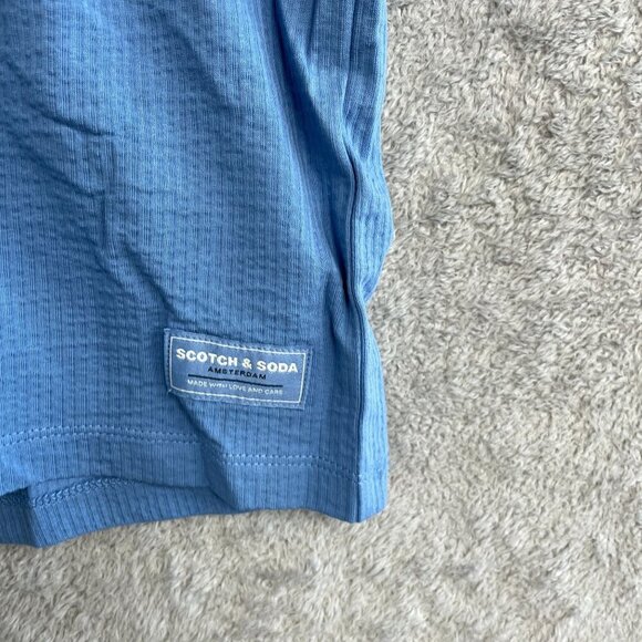 NEW Scotch & Soda Amsterdam Men's L Blue Textured T-Shirt 97% Cotton - Picture 6 of 8
